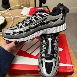 Nike P6000 Silver and Black Sneakers